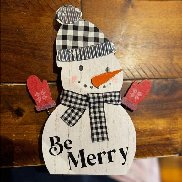 Festive Snowman Decor with Red Mittens - Picture 2 of 2